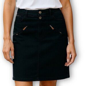 Lauren Ralph Lauren Black Denim Skirt Straight Zip Pocket Petite 10P
